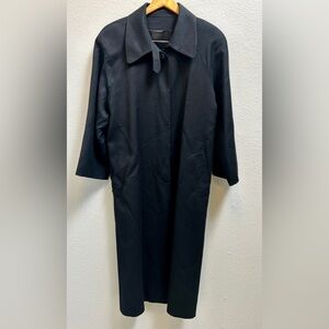 Vintage Fleurette Lightweight Wool Long Black Coat Lined Womens Size 12